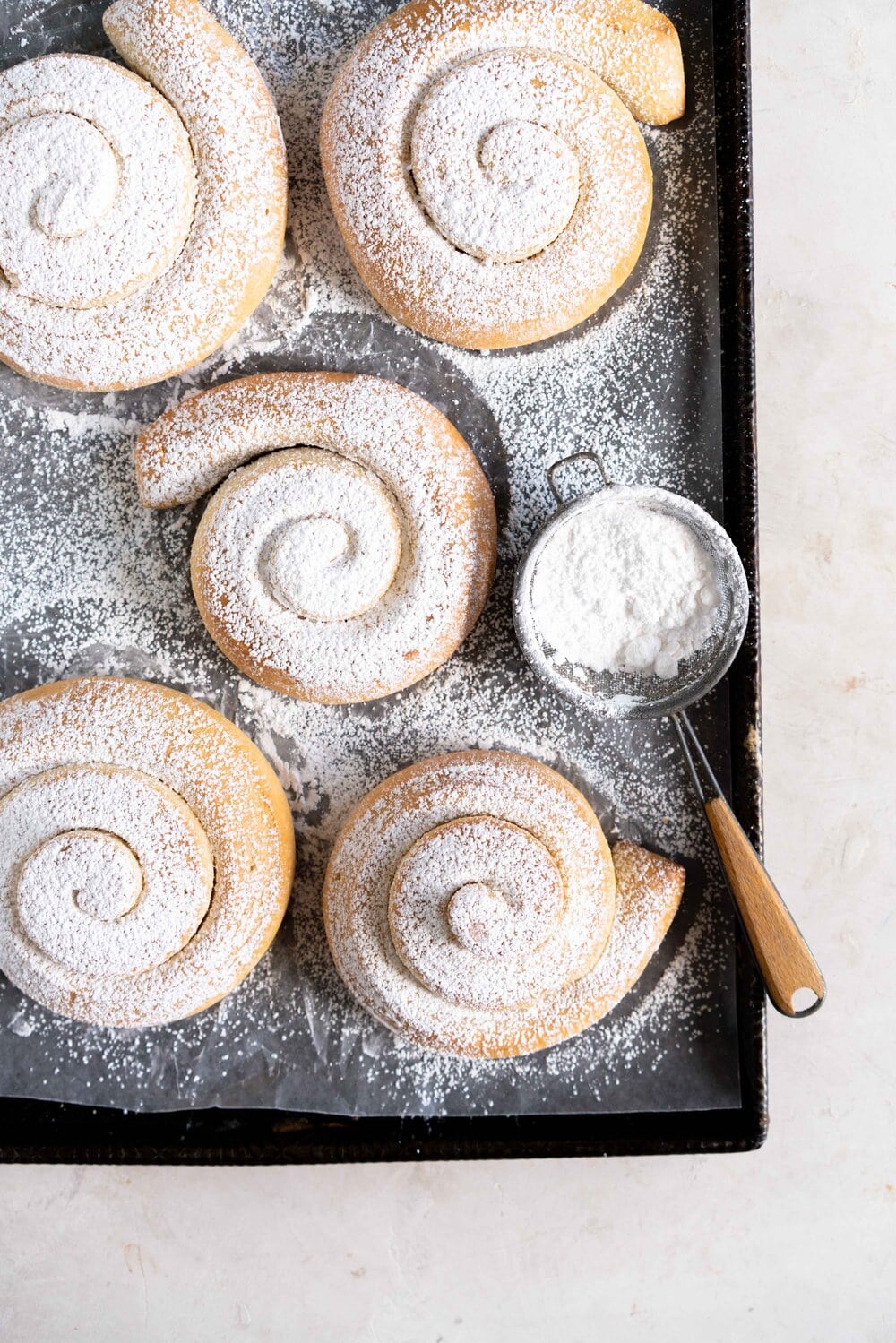 Sourdough Mallorcas from Bryan Ford's new book, New World Sourdough. These are a sourdough variation on Pan de Mallorca, and are sweet and lightly flavoured with lemon. They are the perfect sweet treat, and have the most amazing sourdough flavour.