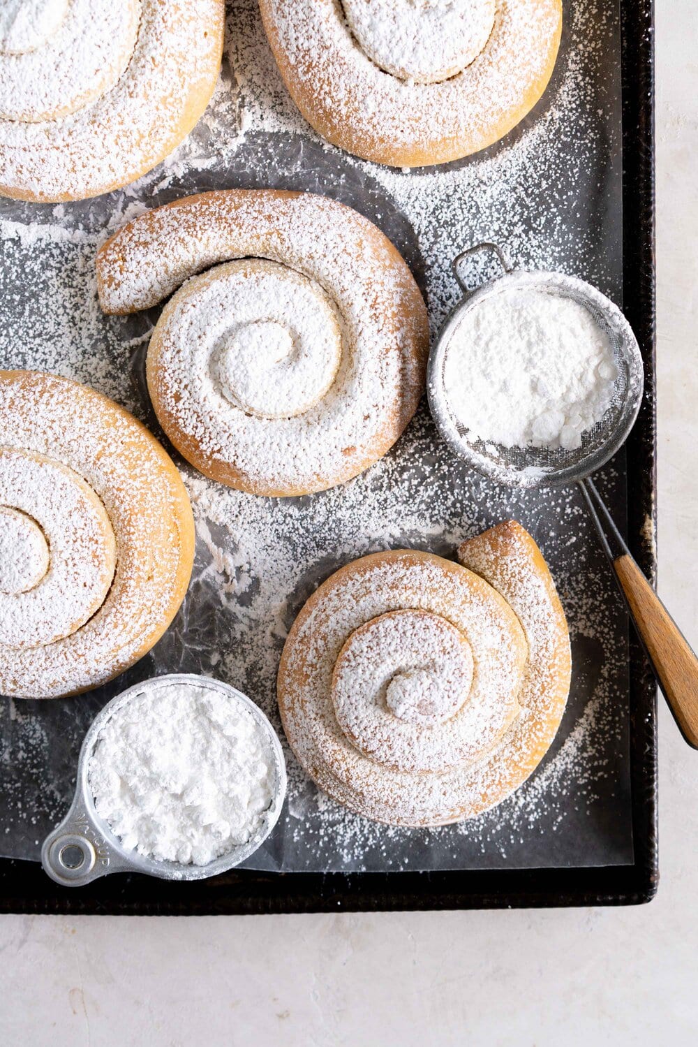 Sourdough Mallorcas from Bryan Ford's new book, New World Sourdough. These are a sourdough variation on Pan de Mallorca, and are sweet and lightly flavoured with lemon. They are the perfect sweet treat, and have the most amazing sourdough flavour.