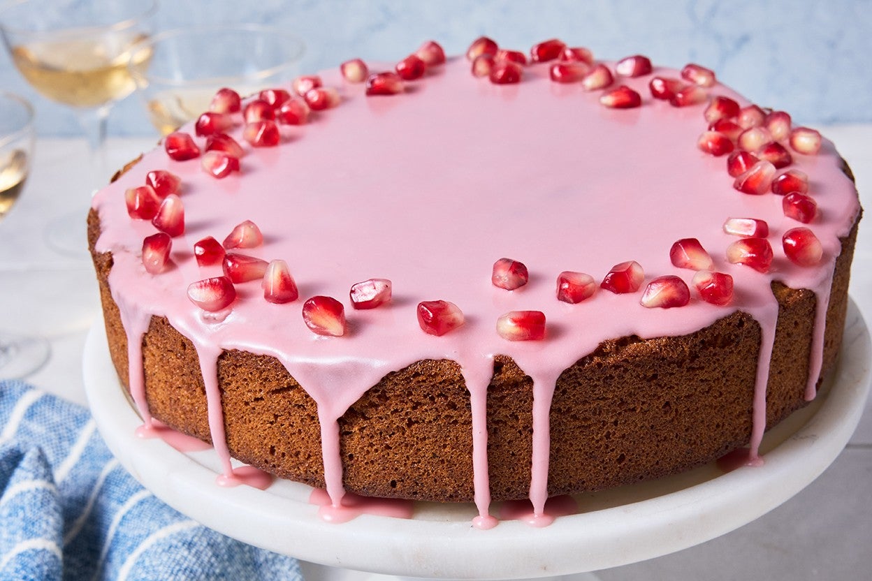 Pistachio Cake with Pomegranate Glaze