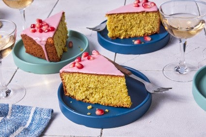 Pistachio Cake with Pomegranate Glaze