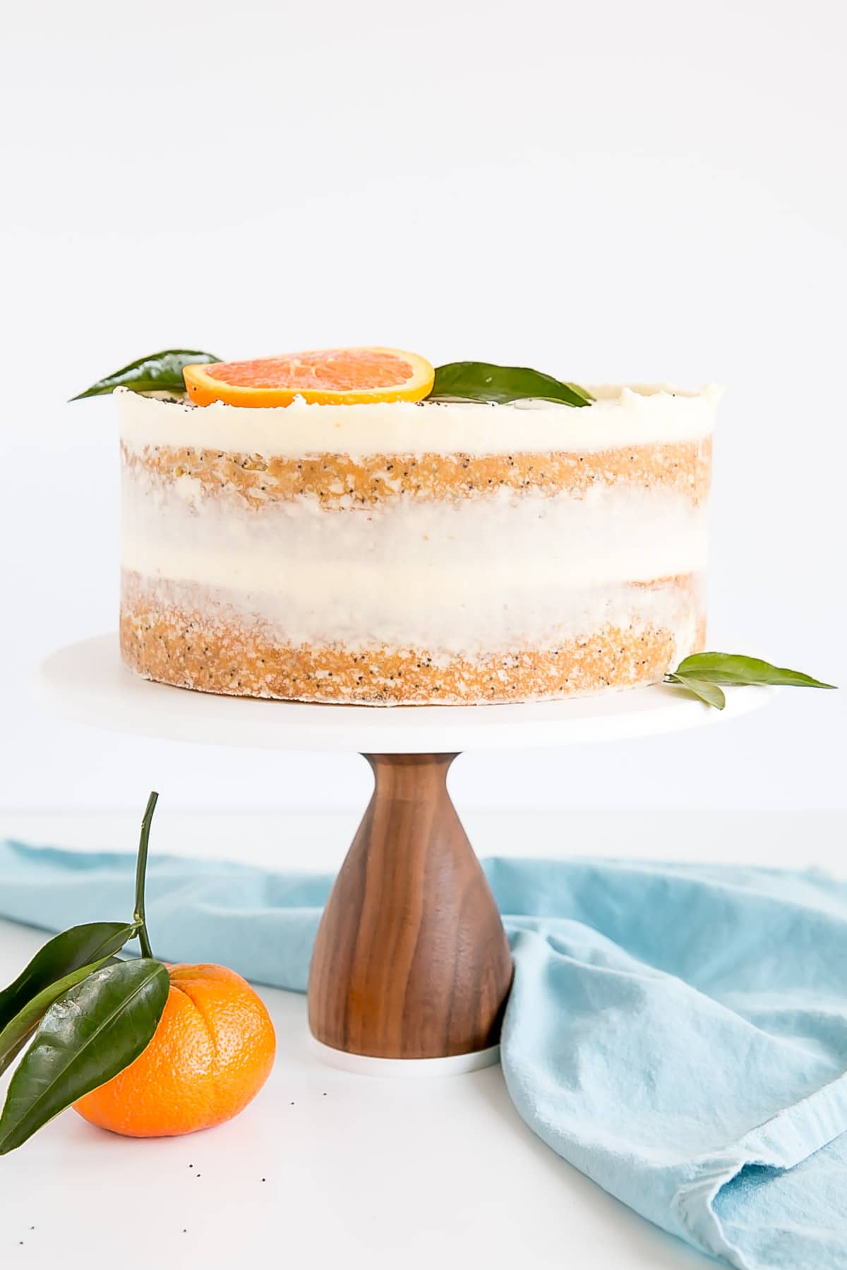 Orange poppy seed cake with mascarpone buttercream.