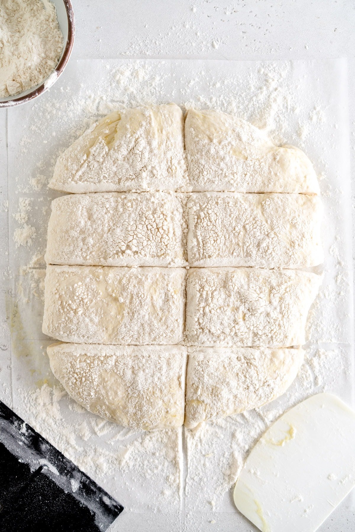 ciabatta rolls on sheet pan