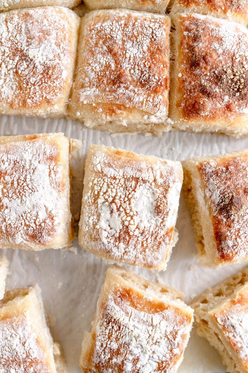 baked ciabatta rolls on pan 