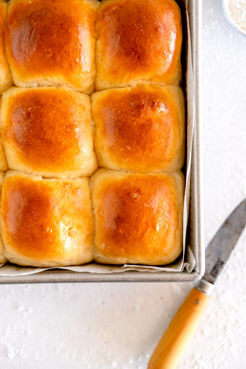 corner shot baked dinner rolls