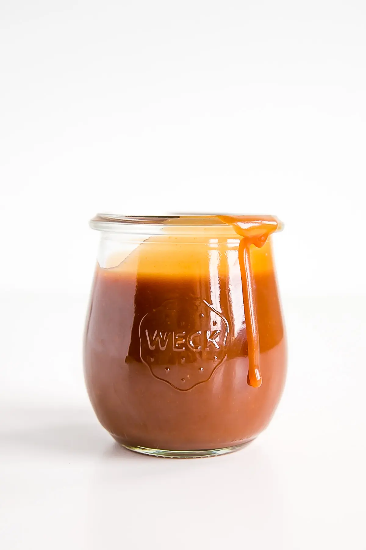 Homemade caramel sauce in a jar