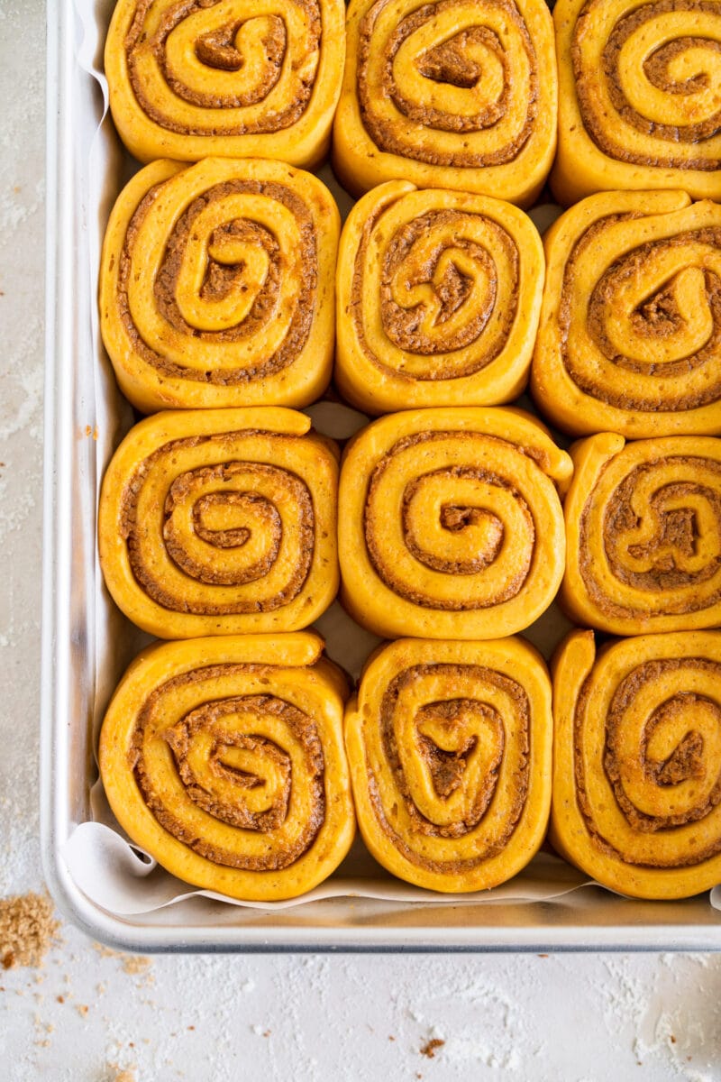 Corner shot of cinnamon rolls