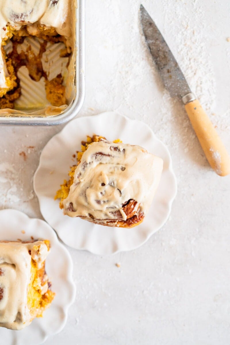 Pumpkin Cinnamon Roll on plate