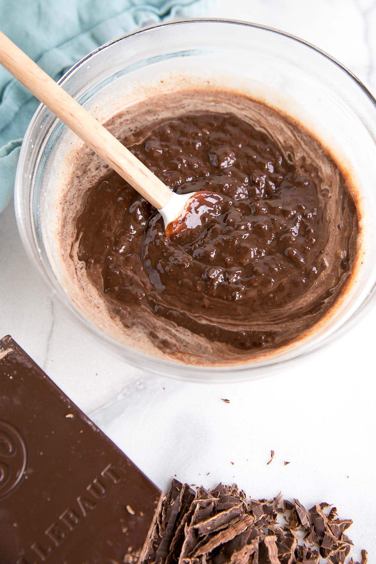 Another photo of the ganache coming together, almost combined and smooth.