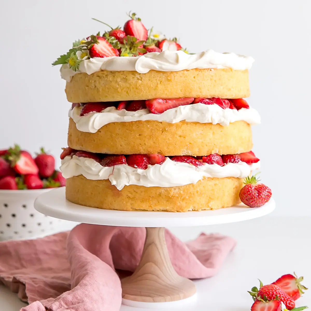 Strawberry Shortcake Cake with Mascarpone Cream