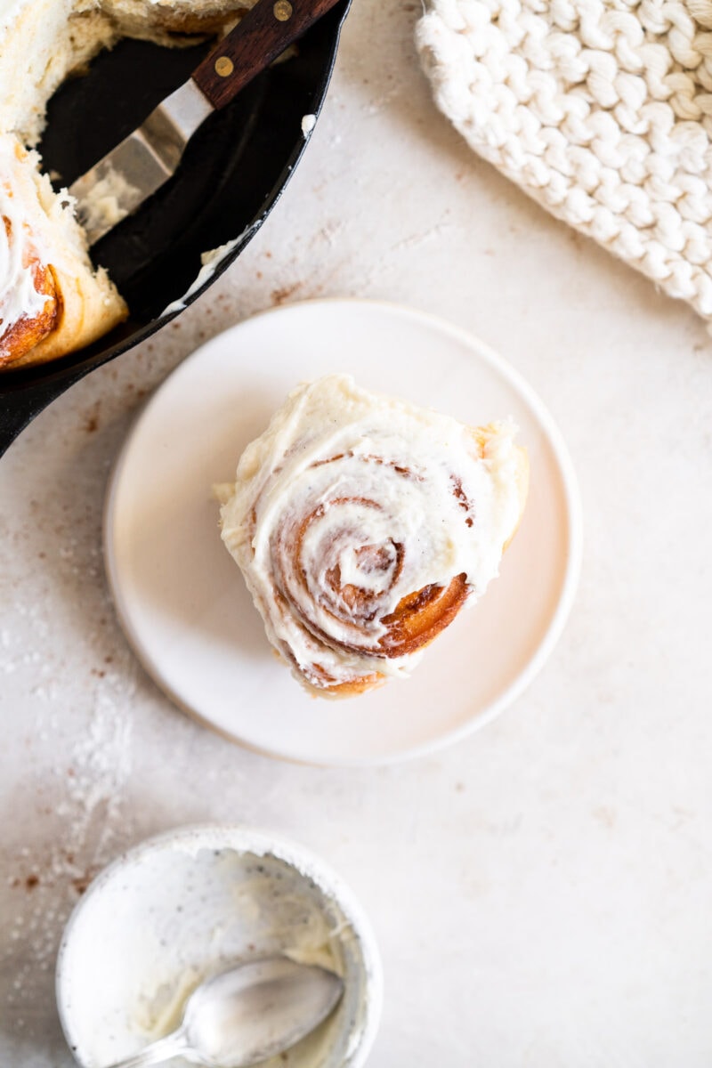 sourdough cinnamon roll on plate