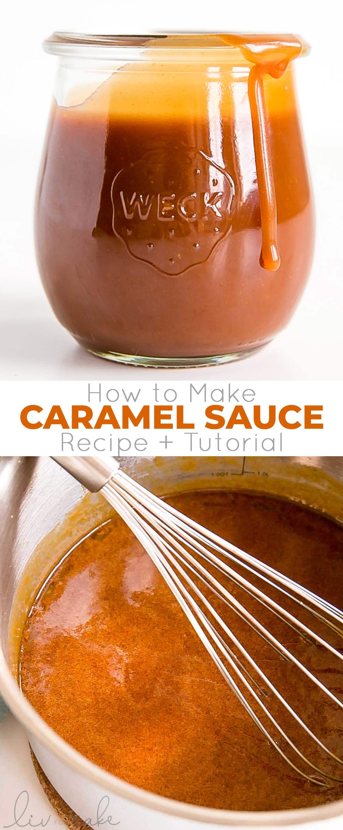 Make your own caramel (or salted caramel) at home with this easy tutorial! This easy Caramel Sauce recipe takes only four simple ingredients and 15 minutes to make. | livforcake.com