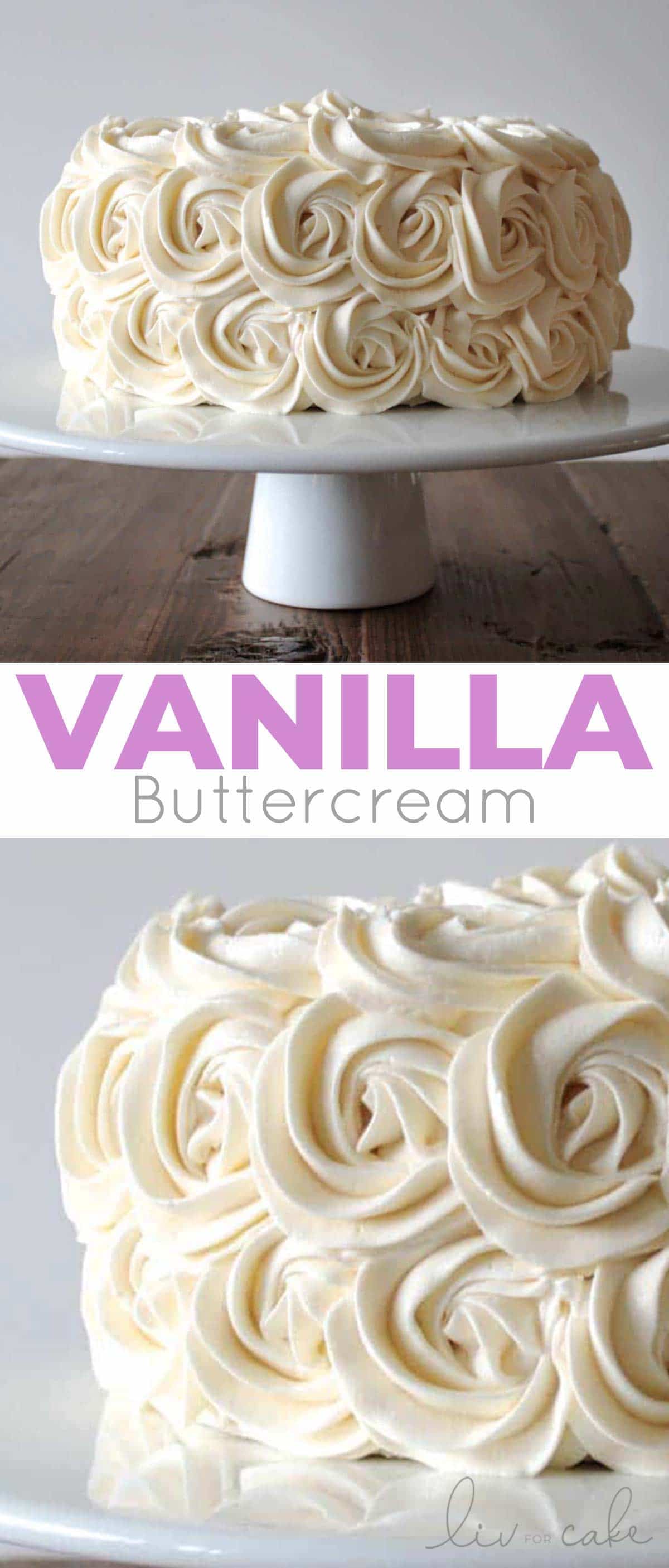 The best Vanilla Buttercream you will ever make! Four simple ingredients are all you need to make this classic American buttercream recipe. | livforcake.com